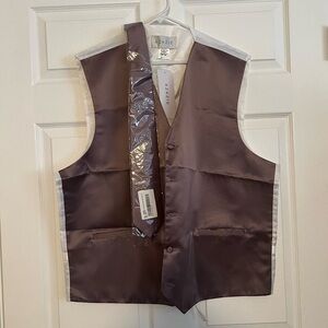 Azazie Dusk Satin Vest and Tie